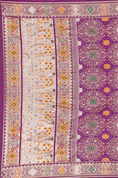 Wine Silk Woven Patola Saree — fabric weave, close-up